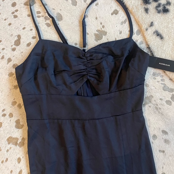 Midnight blue slip dress with keyhole cutout - Picture 6 of 7